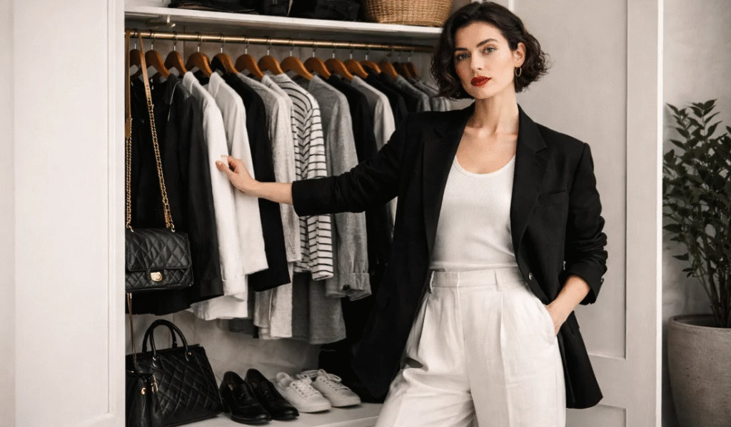 Stylish modest wardrobe with elegant essentials, versatile outfits, and timeless fashion pieces for everyday wear.
